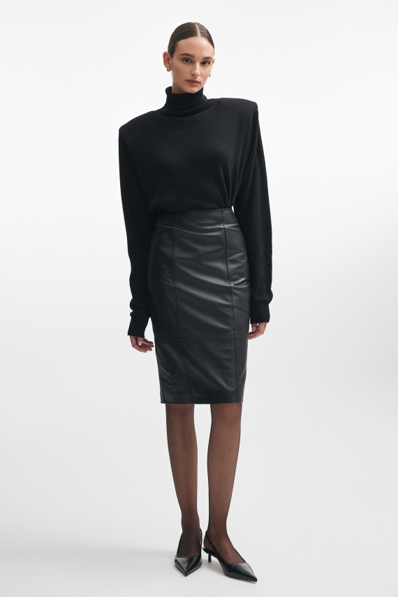 LONDON LEATHER SKIRT BLACK