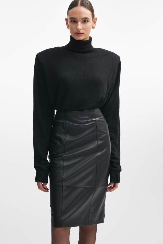LONDON LEATHER SKIRT BLACK
