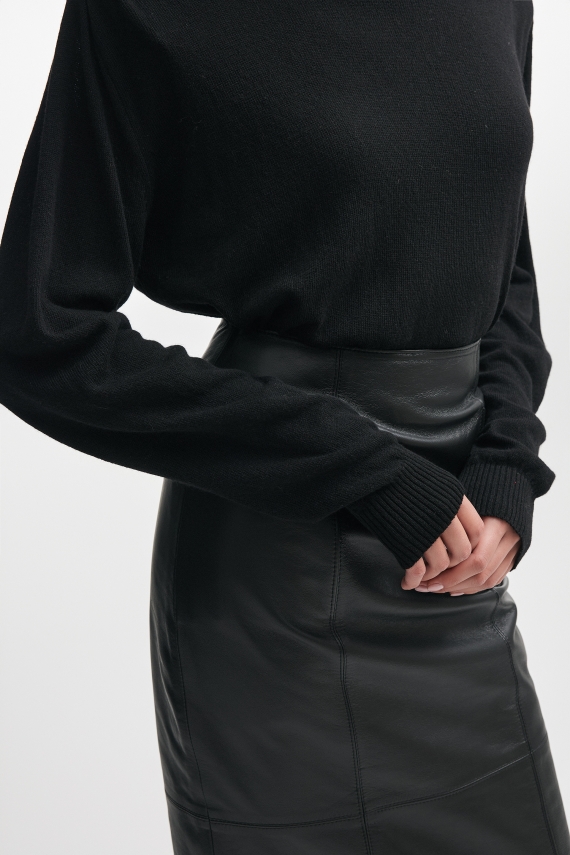 LONDON LEATHER SKIRT BLACK