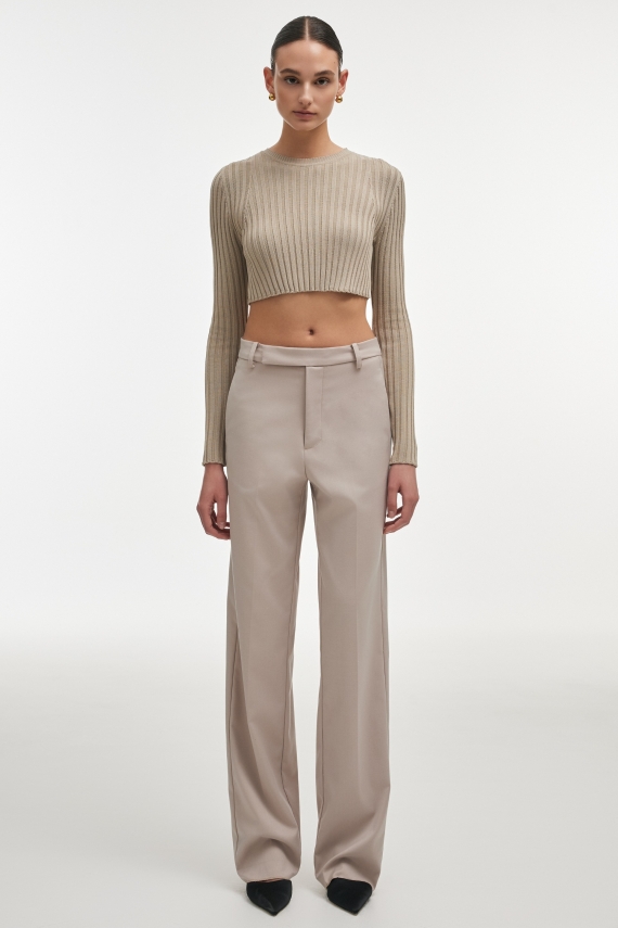 FEMME KNITTED CROP TOP GREIGE