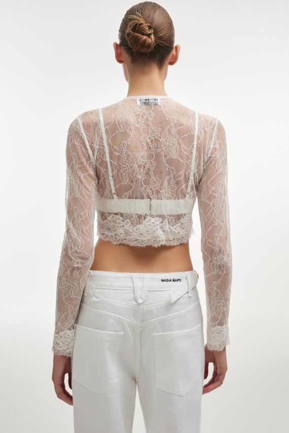 VEIL CARDIGAN TOP WHITE