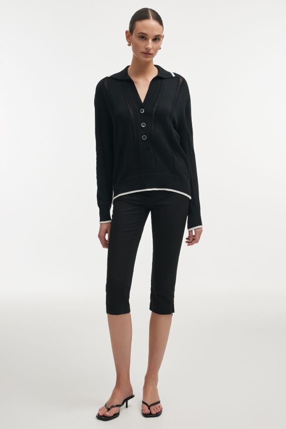 LAUREN KNITTED BLOUSE BLACK/WHITE