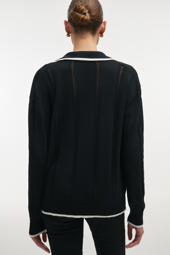 LAUREN KNITTED BLOUSE BLACK/WHITE