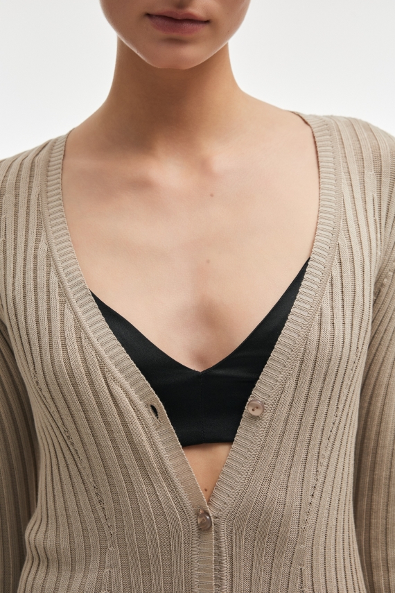 FEMME KNITTED CARDIGAN GREIGE