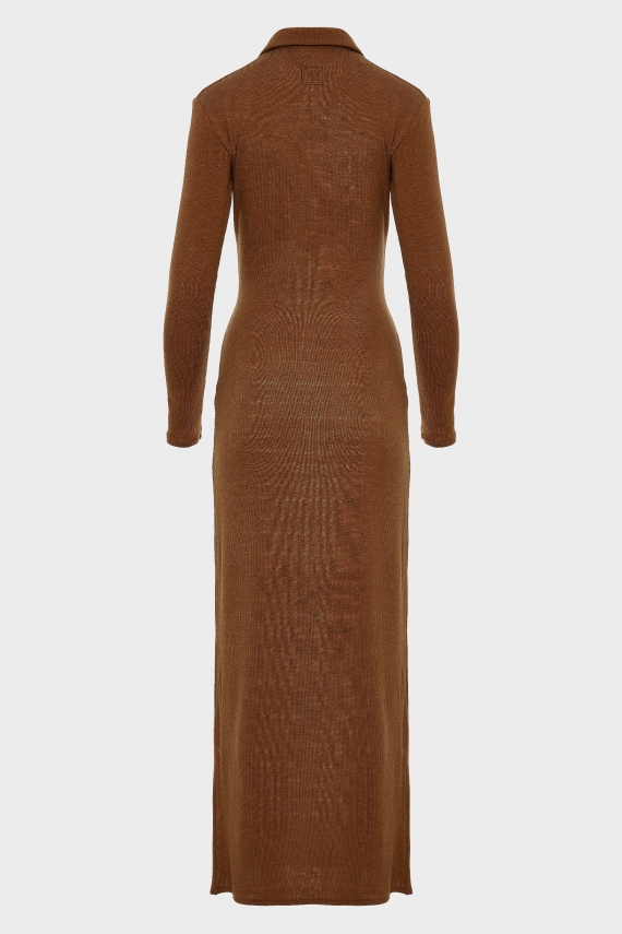 WHITNEY LONG SLEEVE DRESS BROWN
