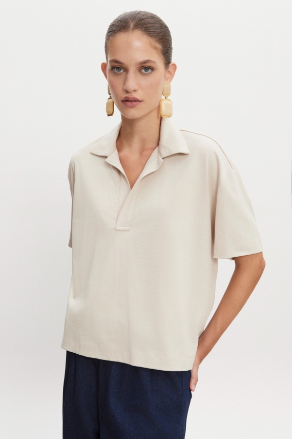 JAZZ POLO BLOUSE BEIGE WOMEN/MEN