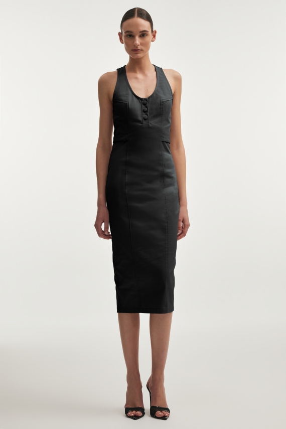 MUSE MIDI DRESS BLACK