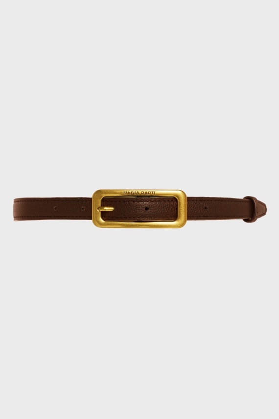 SLIM LEATHER BELT RUSTIC BROWN