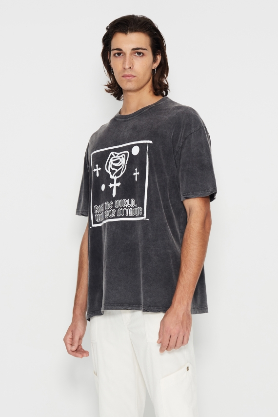 BLOSSOM SOULS T-SHIRT WASHED BLACK MEN