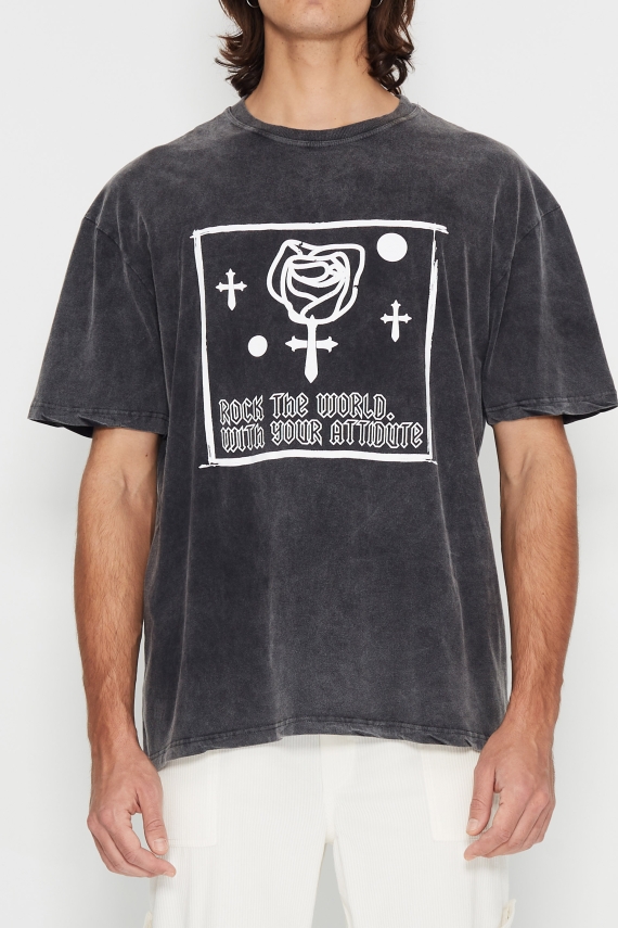 BLOSSOM SOULS T-SHIRT WASHED BLACK MEN