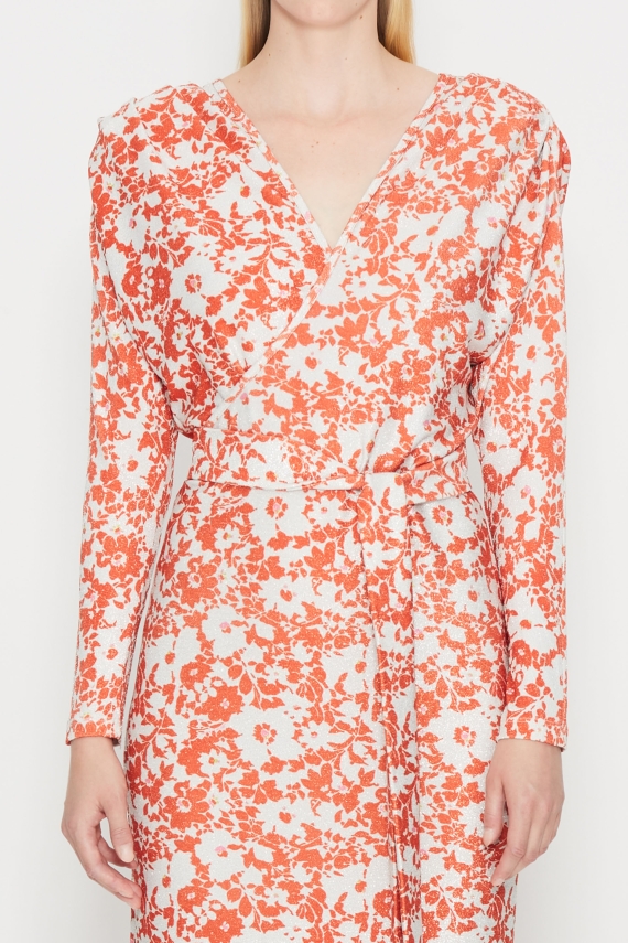 NIGHT FEVER DRESS ORANGE/SILVER