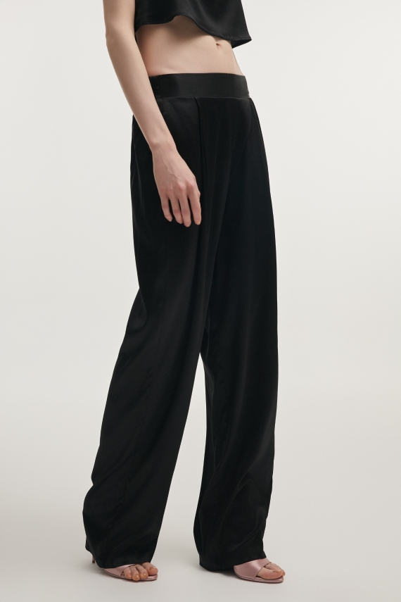 NAIA SILK TROUSERS BLACK