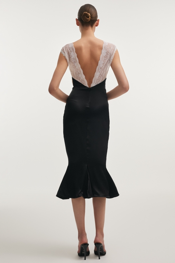 NAIA SILK MIDI DRESS BLACK