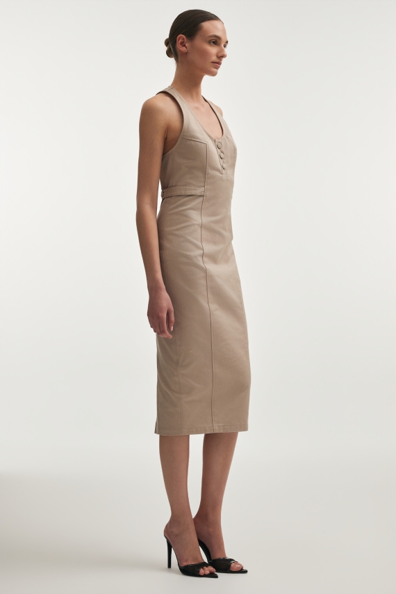 MUSE MIDI DRESS GREIGE