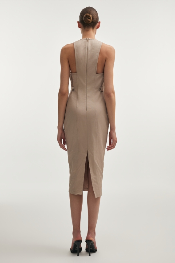 MUSE MIDI DRESS GREIGE