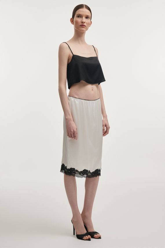 NAIA SILK MIDI SKIRT WHITE