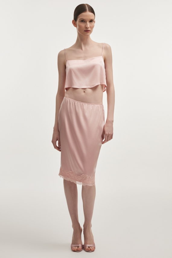 NAIA SILK MIDI SKIRT PINK