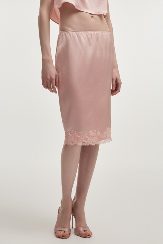 NAIA SILK MIDI SKIRT PINK