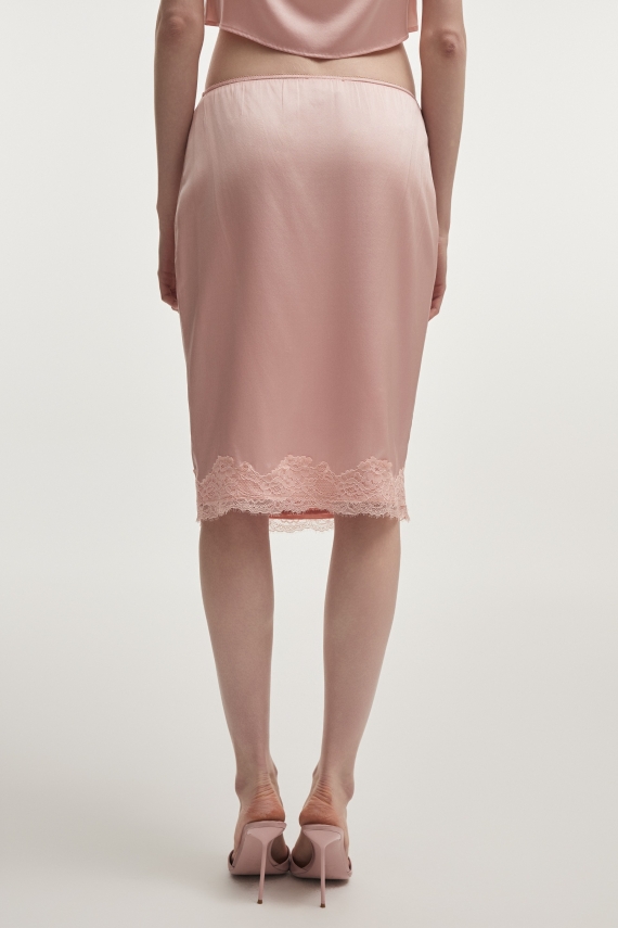 NAIA SILK MIDI SKIRT PINK
