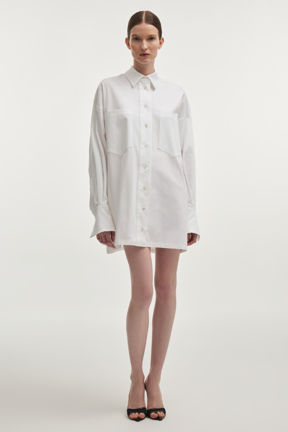 STILL LIFE SHIRT DRESS WHITE
