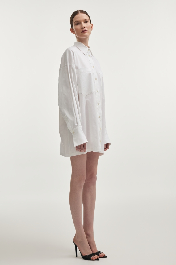 STILL LIFE SHIRT DRESS WHITE