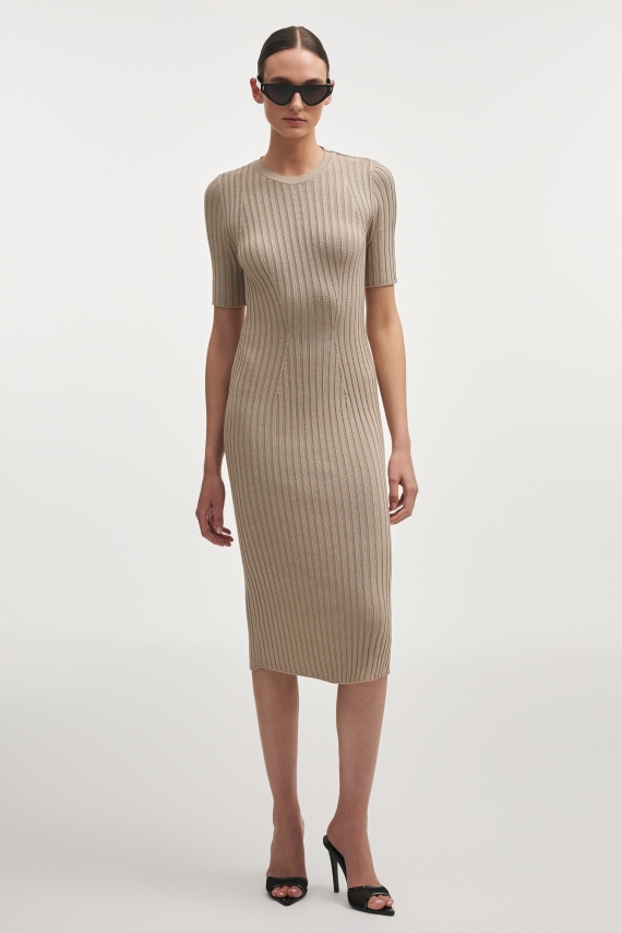 FEMME KNITTED MAXI DRESS GREIGE