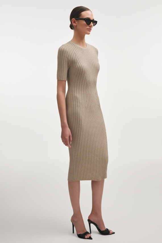 FEMME KNITTED MAXI DRESS GREIGE