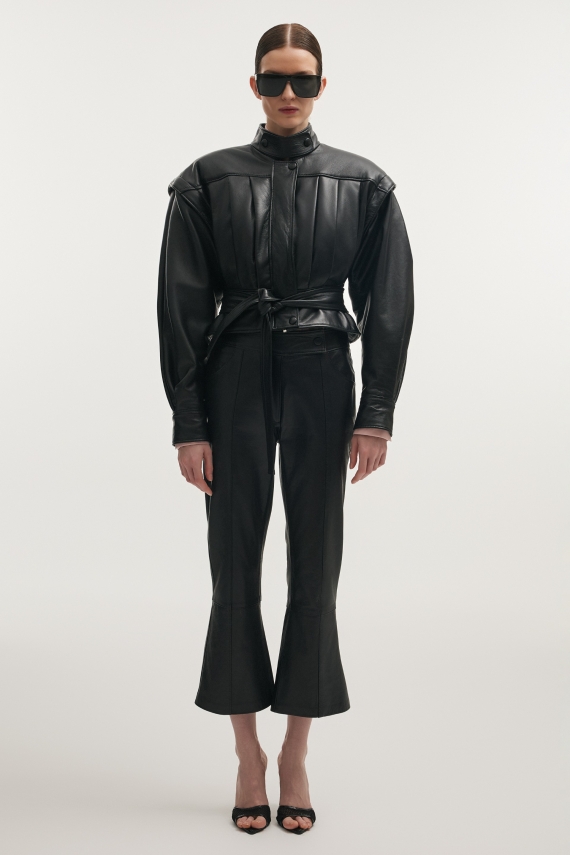 TEMPEST LEATHER CAPRI TROUSERS BLACK