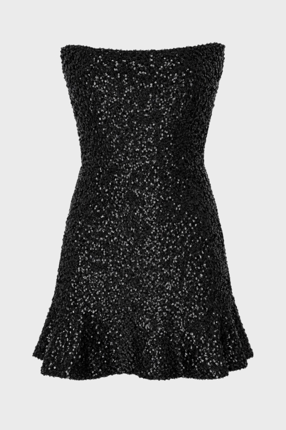 ARROW STRAPLESS MINI DRESS BLACK