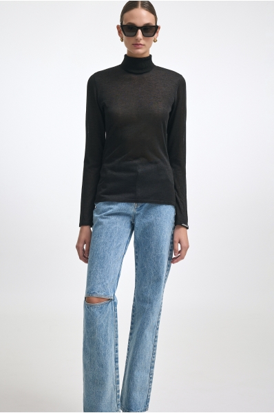 KATE KNITTED BLOUSE BLACK