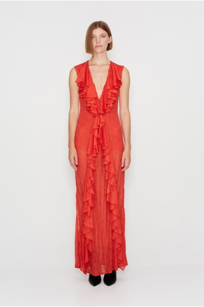 FLARE OF HEAVEN DRESS FIRE RED