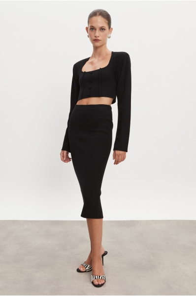 HEAVEN KNITTED MIDI SKIRT BLACK