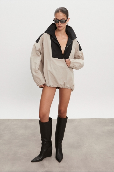 PAOLO WIND ANORAK WOMEN GREIGE/BLACK