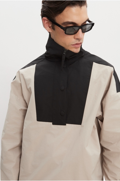 PAOLO WIND ANORAK MEN GREIGE/BLACK