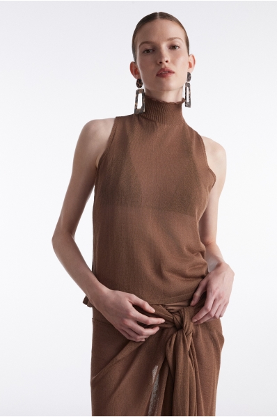 NO.26 KNITTED TOP BROWN