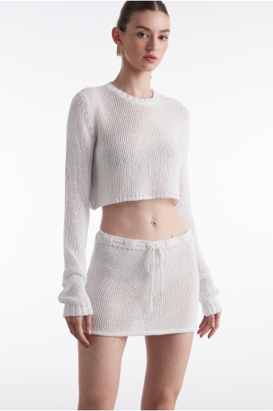 VOYAGE KNITTED CROP TOP WHITE
