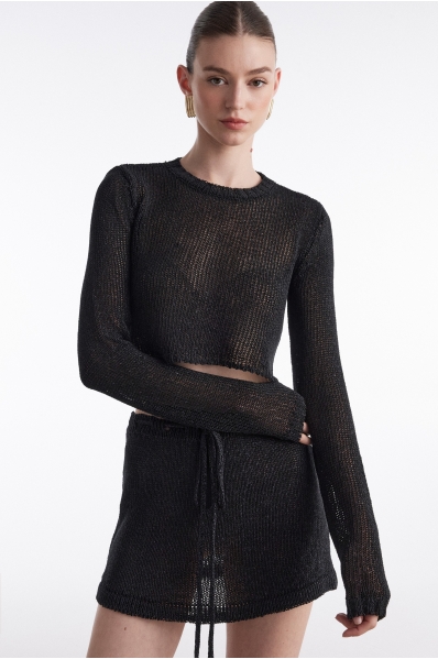 VOYAGE KNITTED CROP TOP BLACK