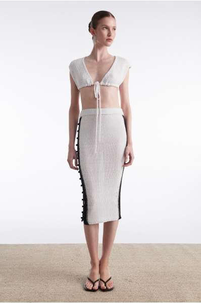 VOYAGE KNITTED MIDI SKIRT W&B