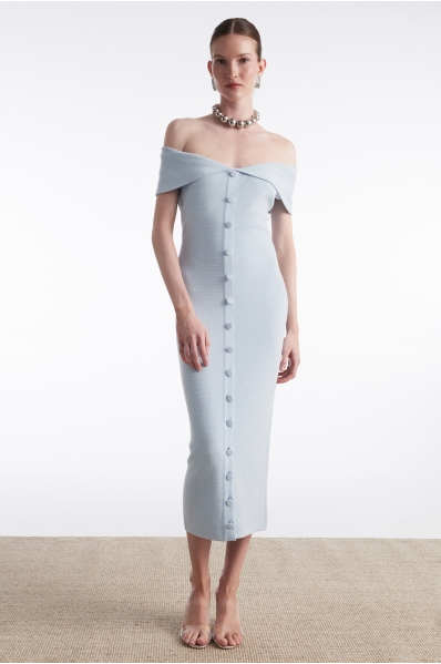FINE LINE KNITTED MIDI DRESS CIEL