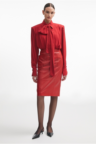 LONDON LEATHER SKIRT RED