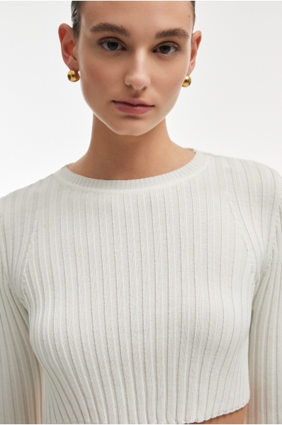 FEMME KNITTED CROP TOP WHITE