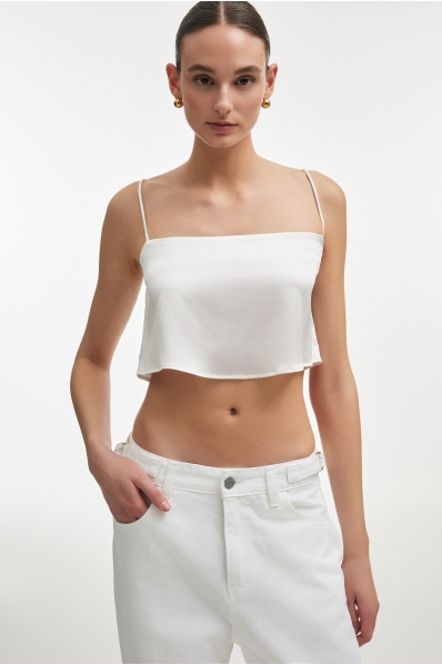 NAIA SILK CROP TOP WHITE