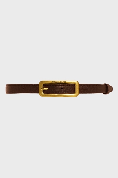 SLIM LEATHER BELT RUSTIC BROWN