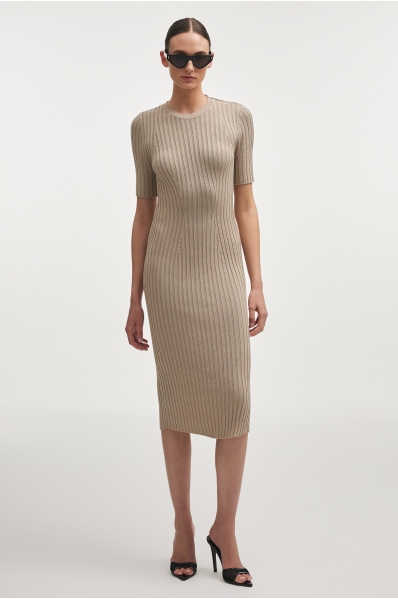 FEMME KNITTED MAXI DRESS GREIGE