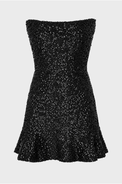 ARROW STRAPLESS MINI DRESS BLACK